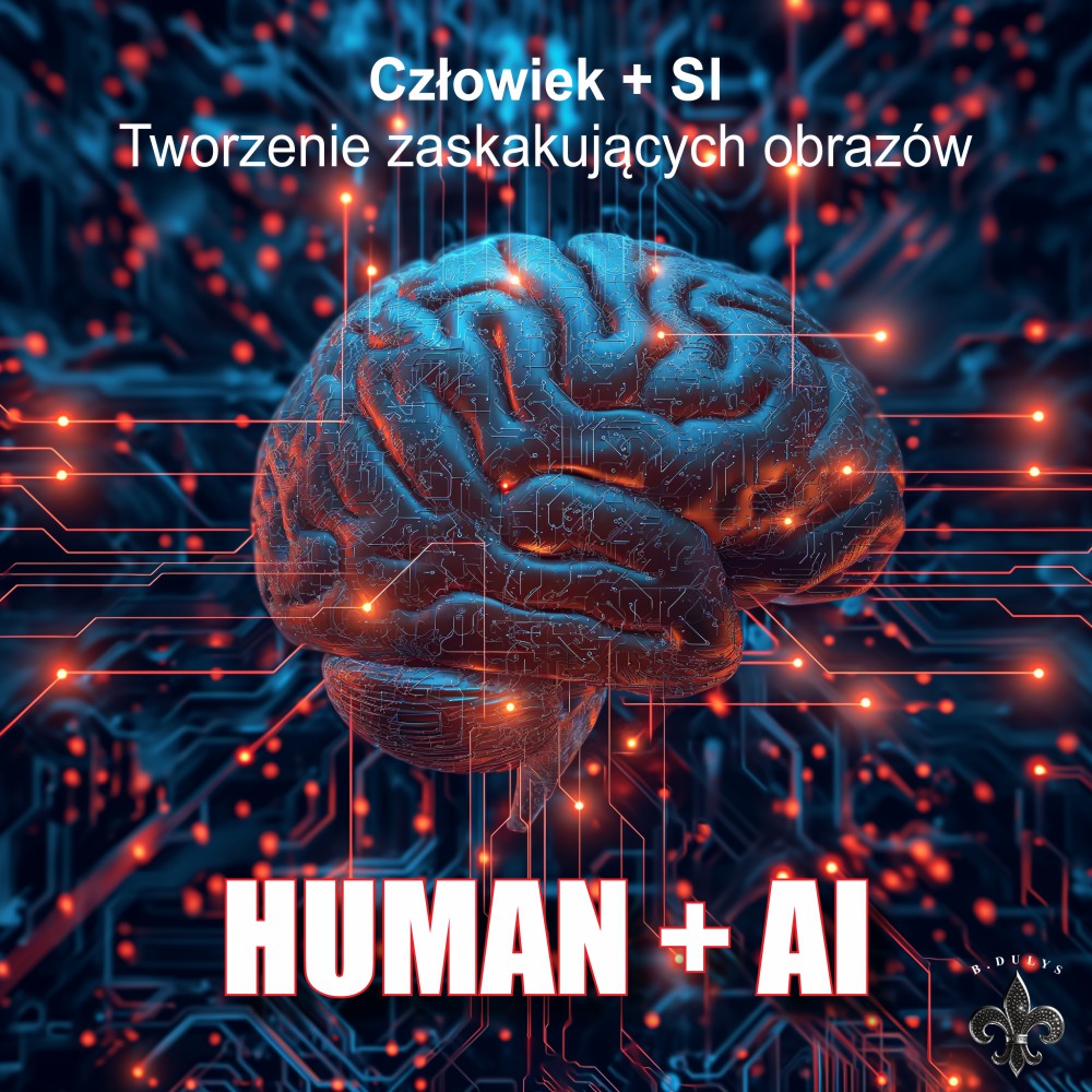 Łączę ludzką inteligencję + sztuczną inteligencję<br>aby tworzyć ilustracje lub obrazy reklamowe