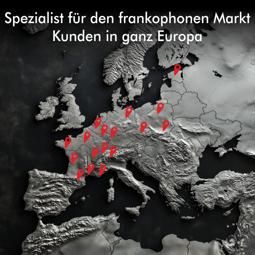 Spezialist für den frankophonen Markt.<br>Zusammenarbeit mit zahlreichen europäischen Unternehmen
