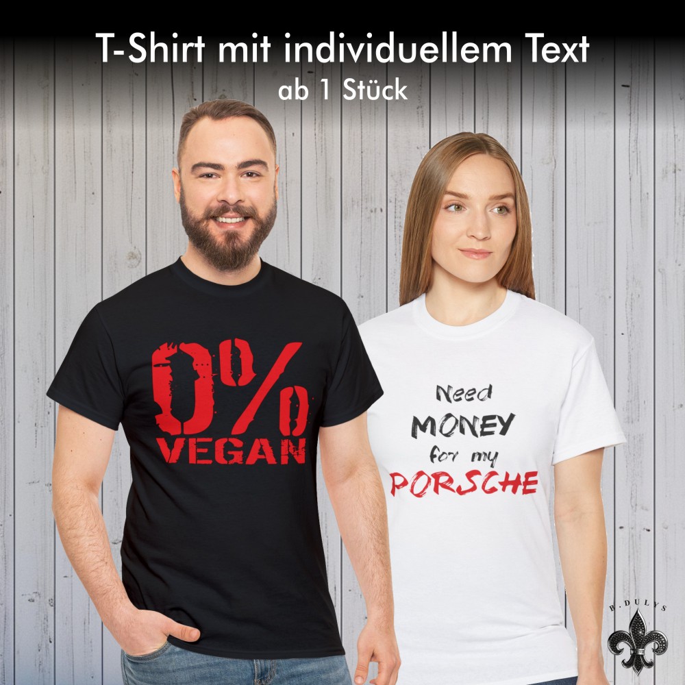 T-Shirt mit anpassbarem Text (mindestens 1 Exemplar)